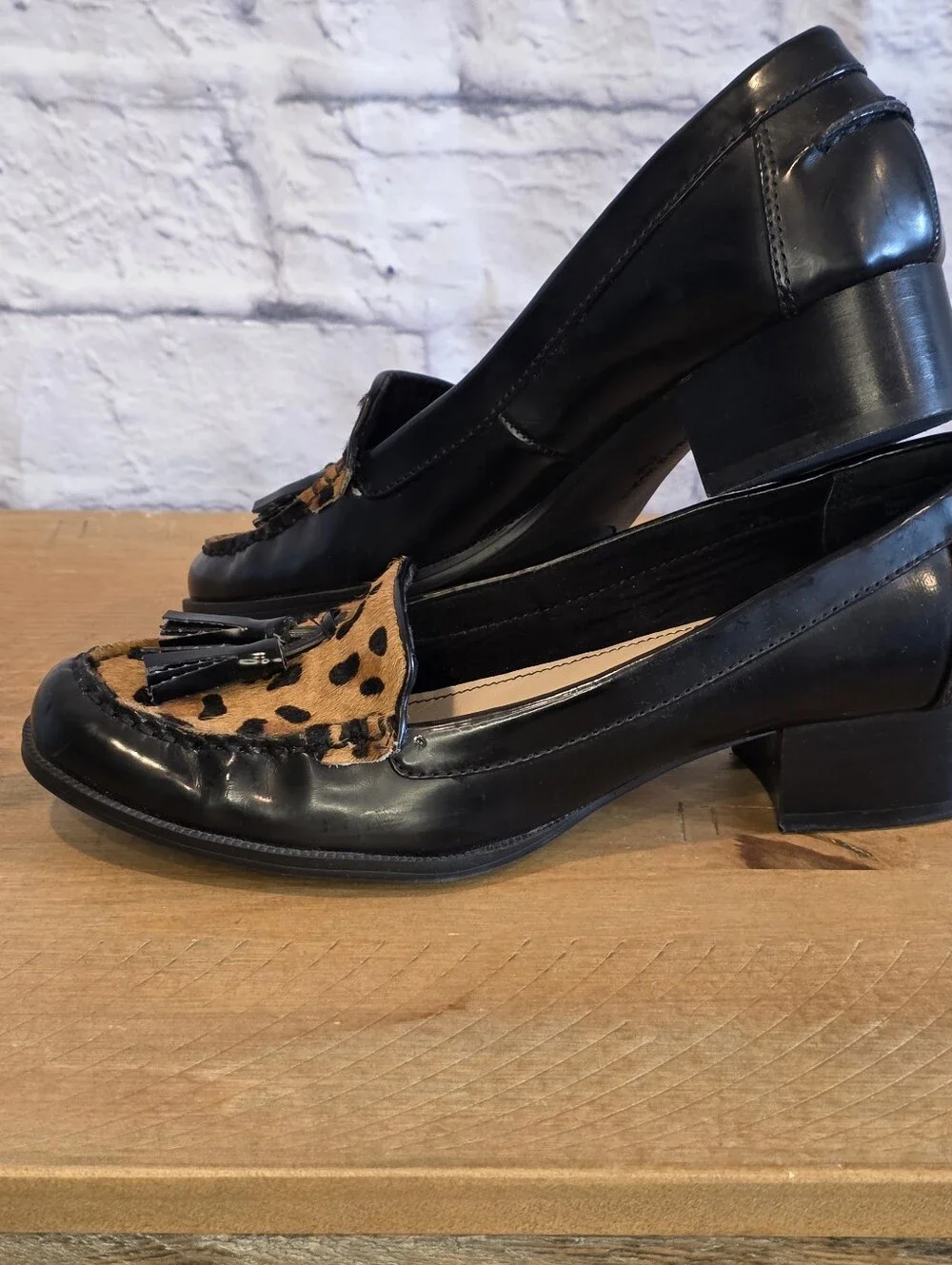 Anne Klein Devina Leopard Pony Hair Block Heel Loafer Pumps 7.5 M